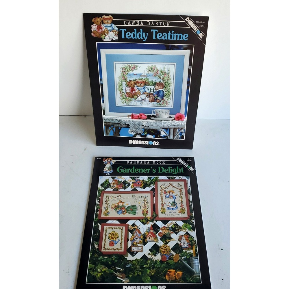 TEDDY TEATIME Dimensions Gardener's Cross-Stitch Patterns VTG OOP